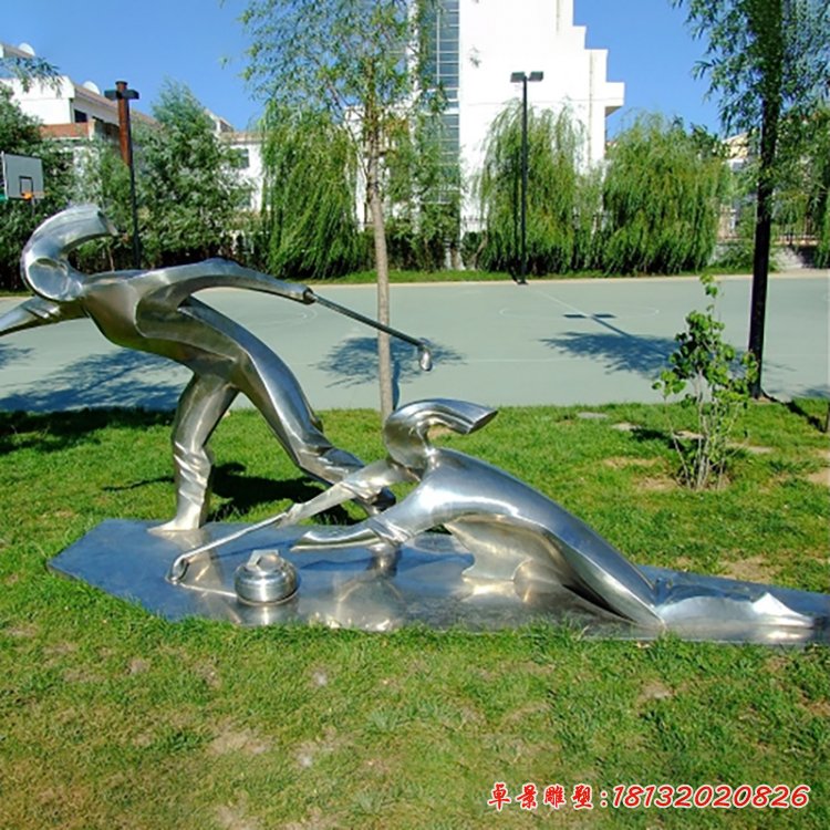 冰壺比賽雕塑，不銹鋼抽象人物雕塑[1]