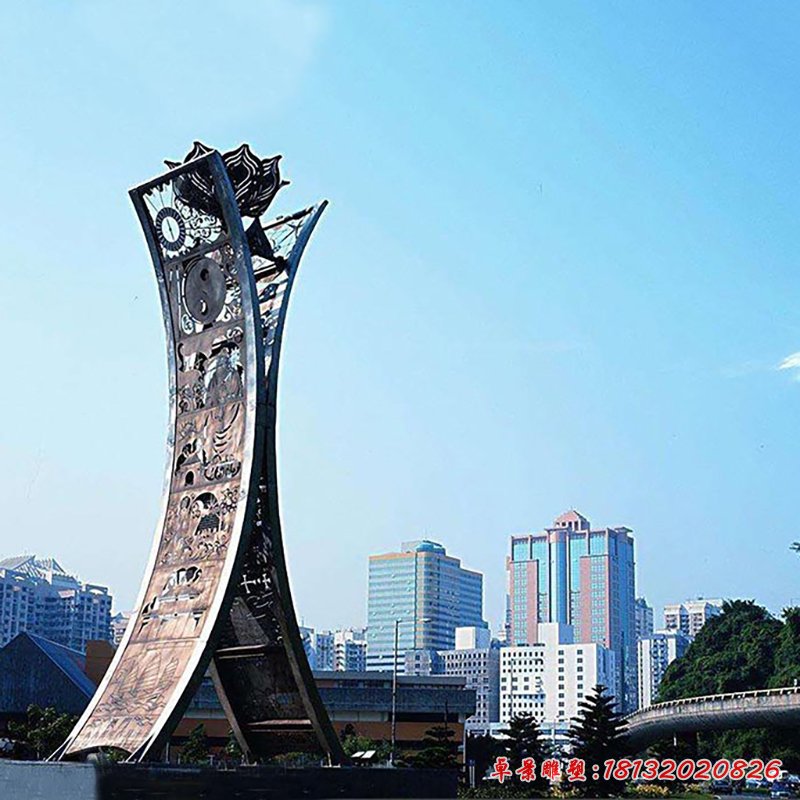 大型創(chuàng)意鏤空花朵廣場景觀，不銹鋼雕塑 (2)