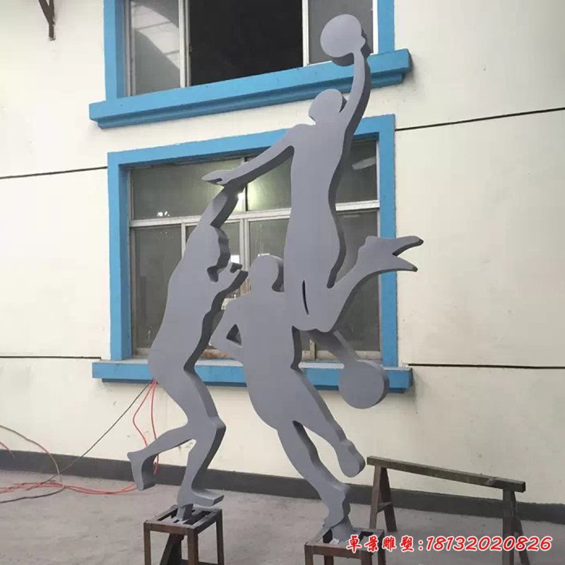不銹鋼打籃球雕塑，廣場不銹鋼運動雕塑 (1)