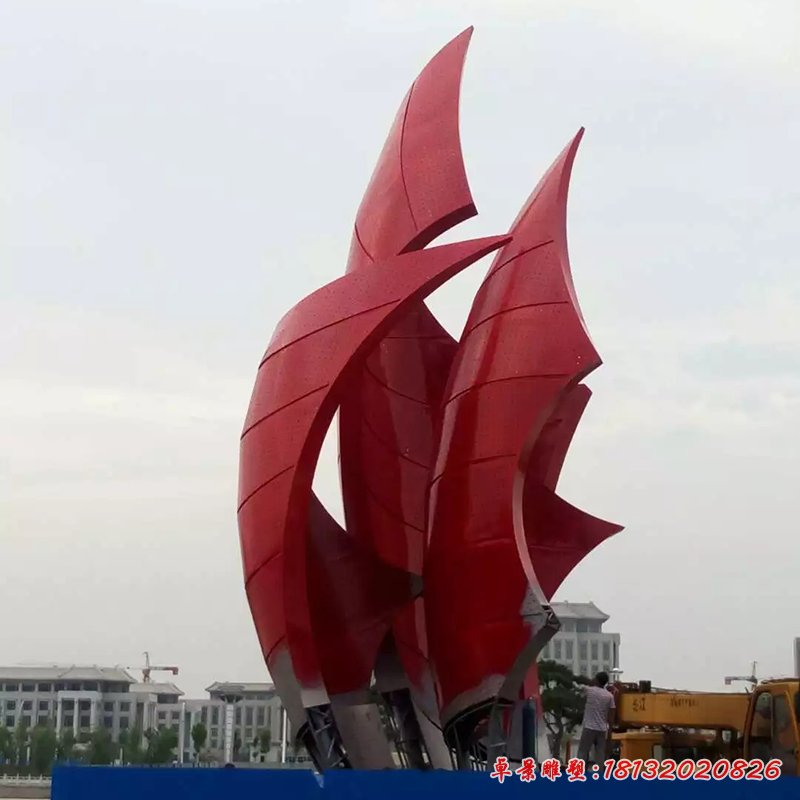 一帆風(fēng)順不銹鋼雕塑，廣場(chǎng)帆船雕塑