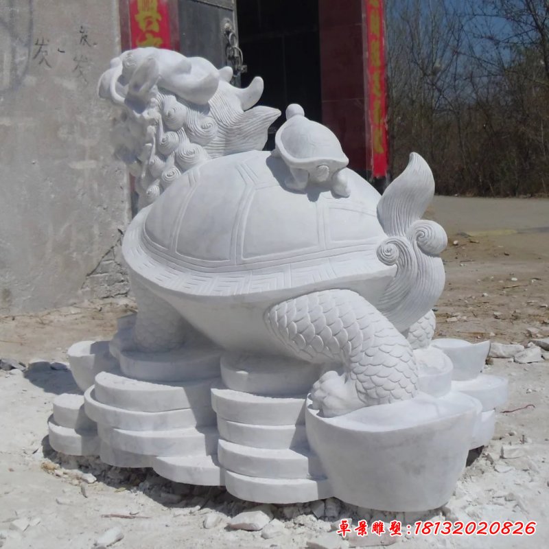 龍龜石雕，漢白玉神獸雕塑